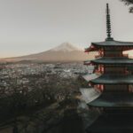 Utsikt över Mount Fuji och Chureitopagoden i Tokyo, Japan.